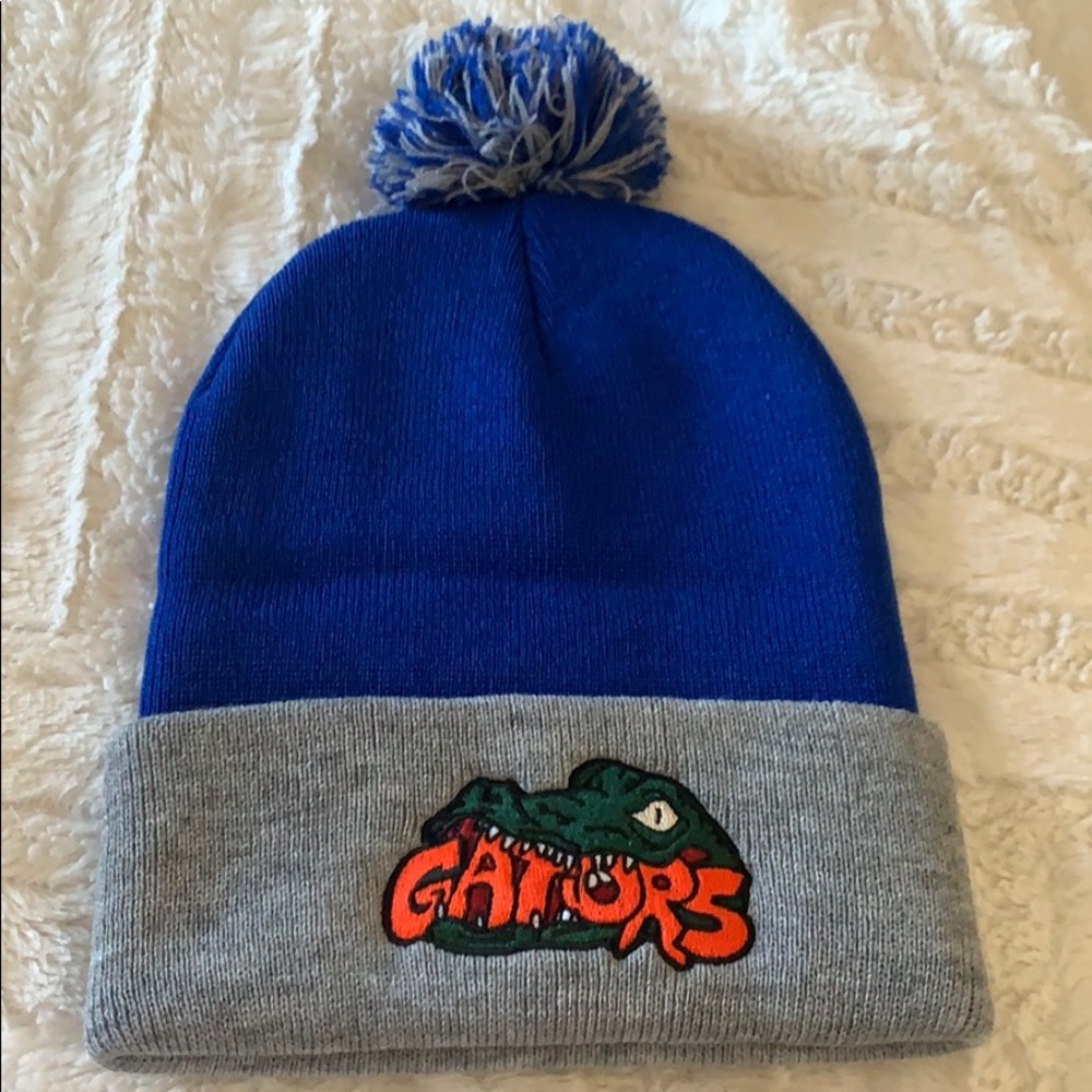 Beanie hat pom pom unisex blue/ grey pair of them